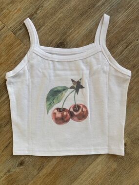 Cherry Graphic Cropped Tank